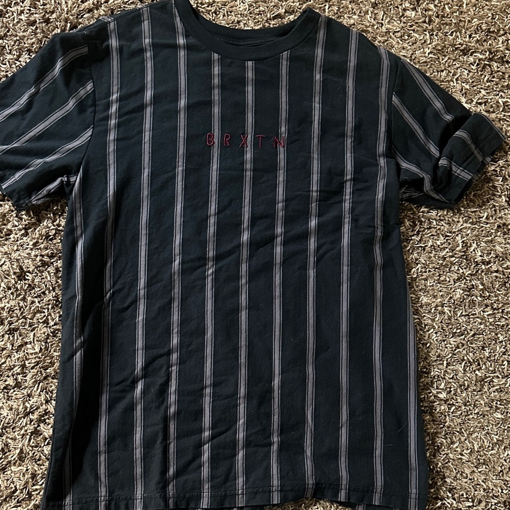 Brixton Men's Dark Tee with Gray Stripes